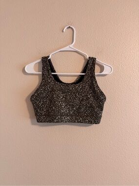 ZYIA green with White Speckle Sports Bra